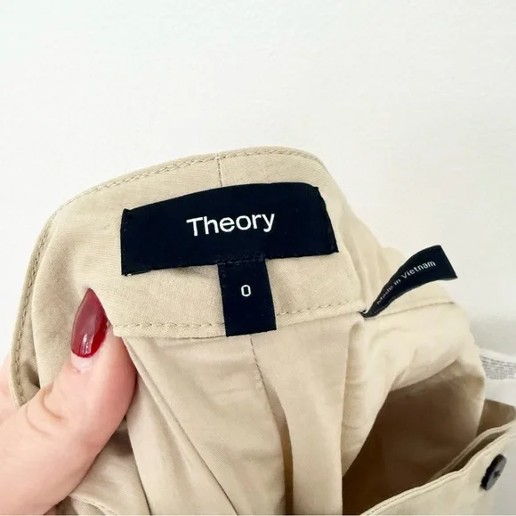 Theory Wide Leg Cargo Pants Size 0 Beige High Rise Minimalist Trouser - Picture 6 of 7